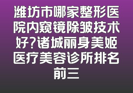潍坊市哪家整形医院内窥镜除皱技术好？诸城丽身美姬医疗美容诊所排名前三