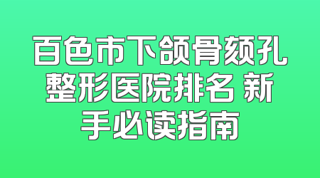 百色市下颌骨颏孔整形医院排名 新手必读指南