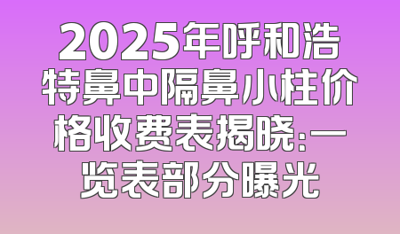 2025年呼和浩特鼻中隔鼻小柱价格收费表揭晓：一览表部分曝光