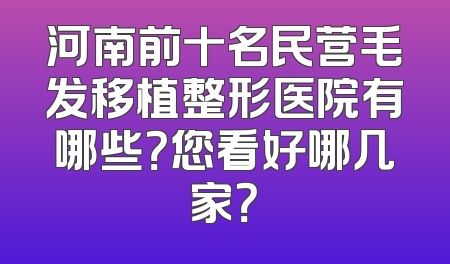 河南前十名民营毛发移植整形医院有哪些？您看好哪几家？