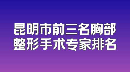 昆明市前三名胸部整形手术专家排名