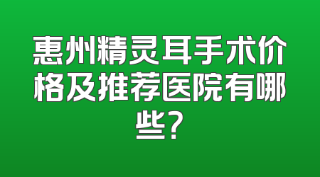 惠州精灵耳手术价格及推荐医院有哪些？