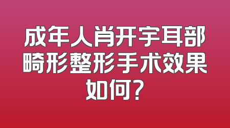 成年人肖开宇耳部畸形整形手术效果如何？