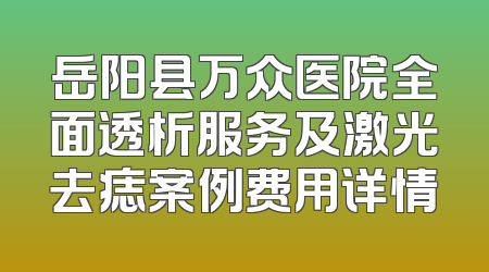 岳阳县万众医院全面透析服务及激光去痣案例费用详情