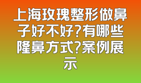 上海玫瑰整形做鼻子好不好？有哪些隆鼻方式？案例展示