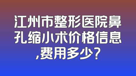 江州市整形医院鼻孔缩小术价格信息，费用多少？