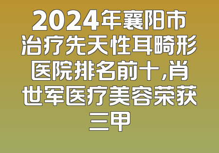 2024年襄阳市治疗先天性耳畸形医院排名前十，肖世军医疗美容荣获三甲