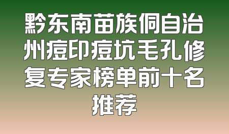 黔东南苗族侗自治州痘印痘坑毛孔修复专家榜单前十名推荐