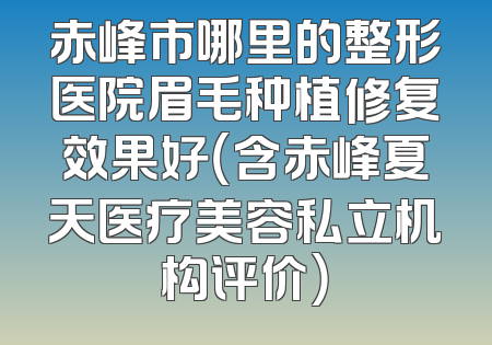 赤峰市哪里的整形医院眉毛种植修复效果好（含赤峰夏天医疗美容私立机构评价）