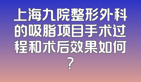 上海九院整形外科的吸脂项目手术过程和术后效果如何？