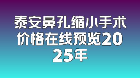 泰安鼻孔缩小手术价格在线预览2025年