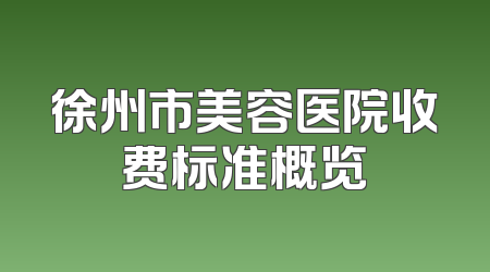 徐州市美容医院收费标准概览