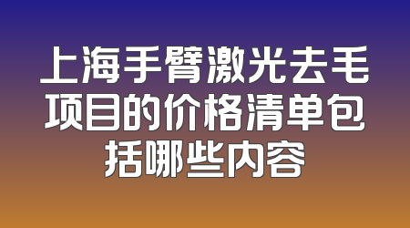 上海手臂激光去毛项目的价格清单包括哪些内容
