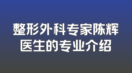 整形外科专家陈辉医生的专业介绍