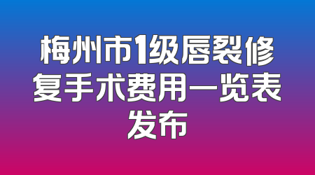 梅州市1级唇裂修复手术费用一览表发布