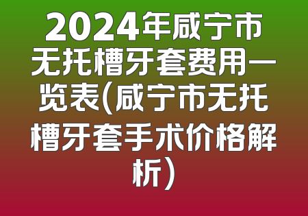 2024年咸宁市无托槽牙套费用一览表（咸宁市无托槽牙套手术价格解析）
