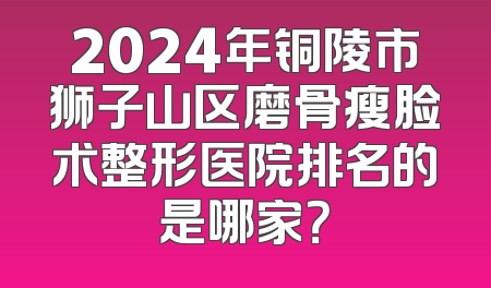 2024年铜陵市狮子山区磨骨瘦脸术整形医院排名的是哪家？