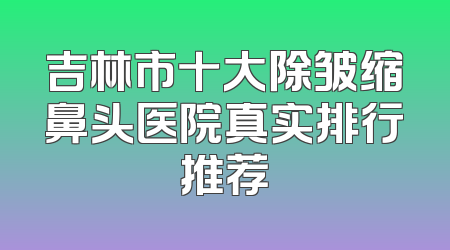 吉林市十大除皱缩鼻头医院真实排行推荐