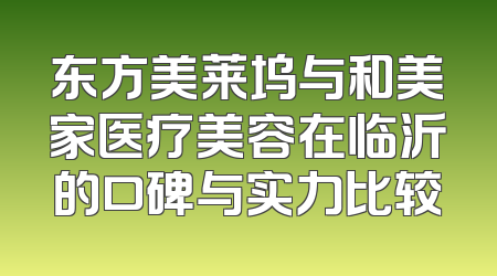 东方美莱坞与和美家医疗美容在临沂的口碑与实力比较