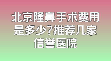 北京隆鼻手术费用是多少？推荐几家信誉医院