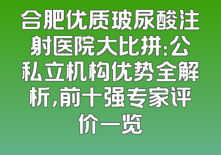 合肥优质玻尿酸注射医院大比拼：公私立机构优势全解析，前十强专家评价一览