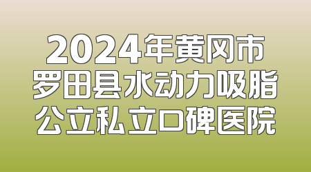 2024年黄冈市罗田县水动力吸脂公立私立口碑医院