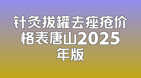 针灸拔罐去痤疮价格表唐山2025年版