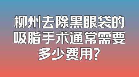 柳州去除黑眼袋的吸脂手术通常需要多少费用？