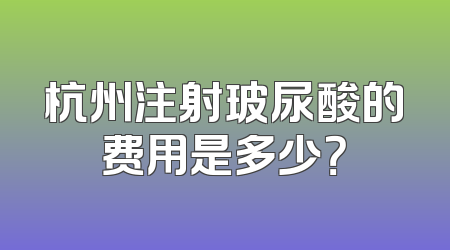 杭州注射玻尿酸的费用是多少？