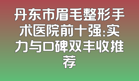 丹东市眉毛整形手术医院前十强：实力与口碑双丰收推荐
