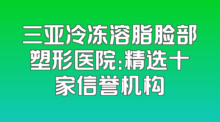 三亚冷冻溶脂脸部塑形医院：精选十家信誉机构