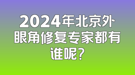 2024年北京外眼角修复专家都有谁呢？