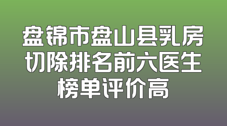 盘锦市盘山县乳房切除排名前六医生榜单评价高