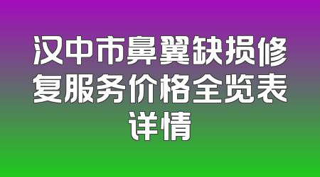 汉中市鼻翼缺损修复服务价格全览表详情
