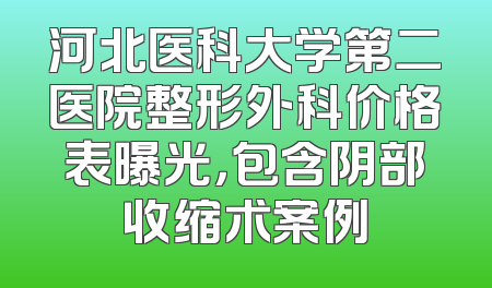 河北医科大学第二医院整形外科价格表曝光，包含阴部收缩术案例