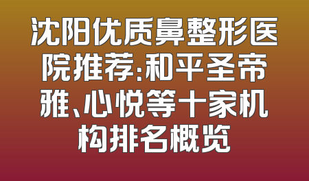 沈阳优质鼻整形医院推荐：和平圣帝雅、心悦等十家机构排名概览