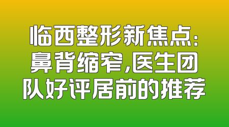 临西整形新焦点：鼻背缩窄，医生团队好评居前的推荐