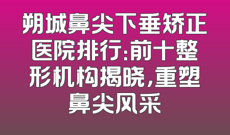朔城鼻尖下垂矫正医院排行：前十整形机构揭晓，重塑鼻尖风采