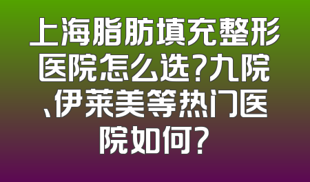 上海脂肪填充整形医院怎么选？九院、伊莱美等热门医院如何？
