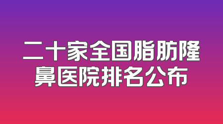 二十家全国脂肪隆鼻医院排名公布