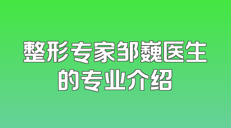 整形专家邹巍医生的专业介绍