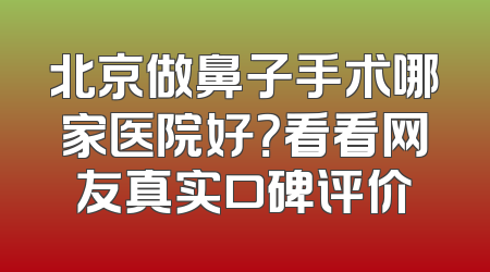 北京做鼻子手术哪家医院好？看看网友真实口碑评价