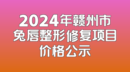2024年赣州市兔唇整形修复项目价格公示