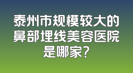 泰州市规模较大的鼻部埋线美容医院是哪家？