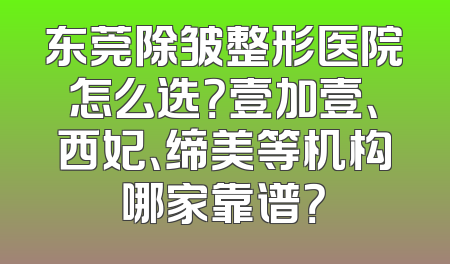 东莞除皱整形医院怎么选？壹加壹、西妃、缔美等机构哪家靠谱？