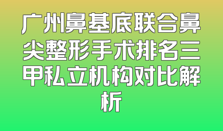 广州鼻基底联合鼻尖整形手术排名三甲私立机构对比解析