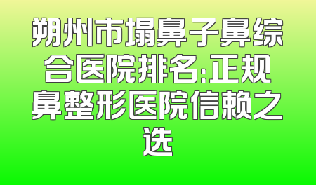 朔州市塌鼻子鼻综合医院排名：正规鼻整形医院信赖之选