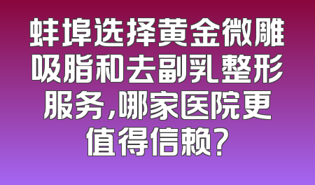 蚌埠选择黄金微雕吸脂和去副乳整形服务，哪家医院更值得信赖？