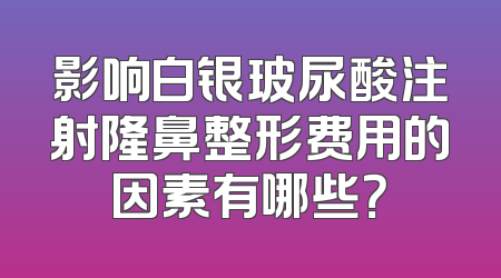 影响白银玻尿酸注射隆鼻整形费用的因素有哪些？