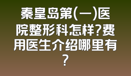 秦皇岛第（一）医院整形科怎样？费用医生介绍哪里有？